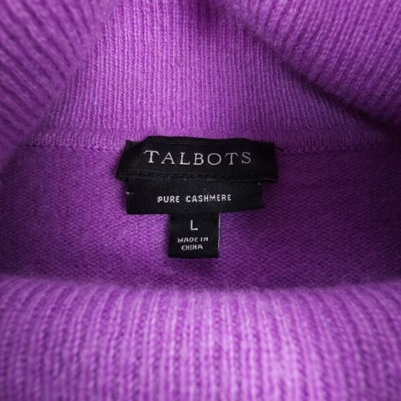 TALBOTS 100% Cashmere Classic Turtleneck Sweater Minimal Ribbed Lilac Purple - Picture 2 of 6